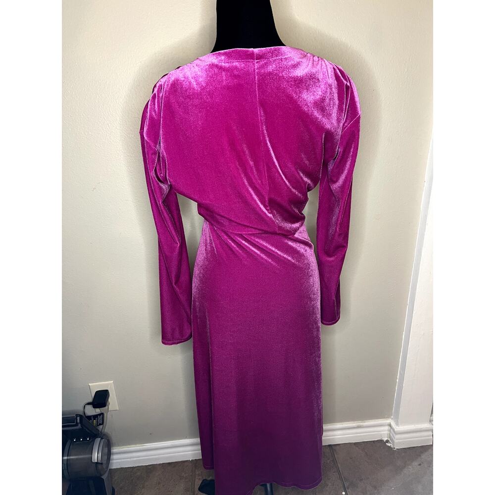 Atlein x RTR Pink Velvet Ruched Dress - Size Small - Picture 6 of 10